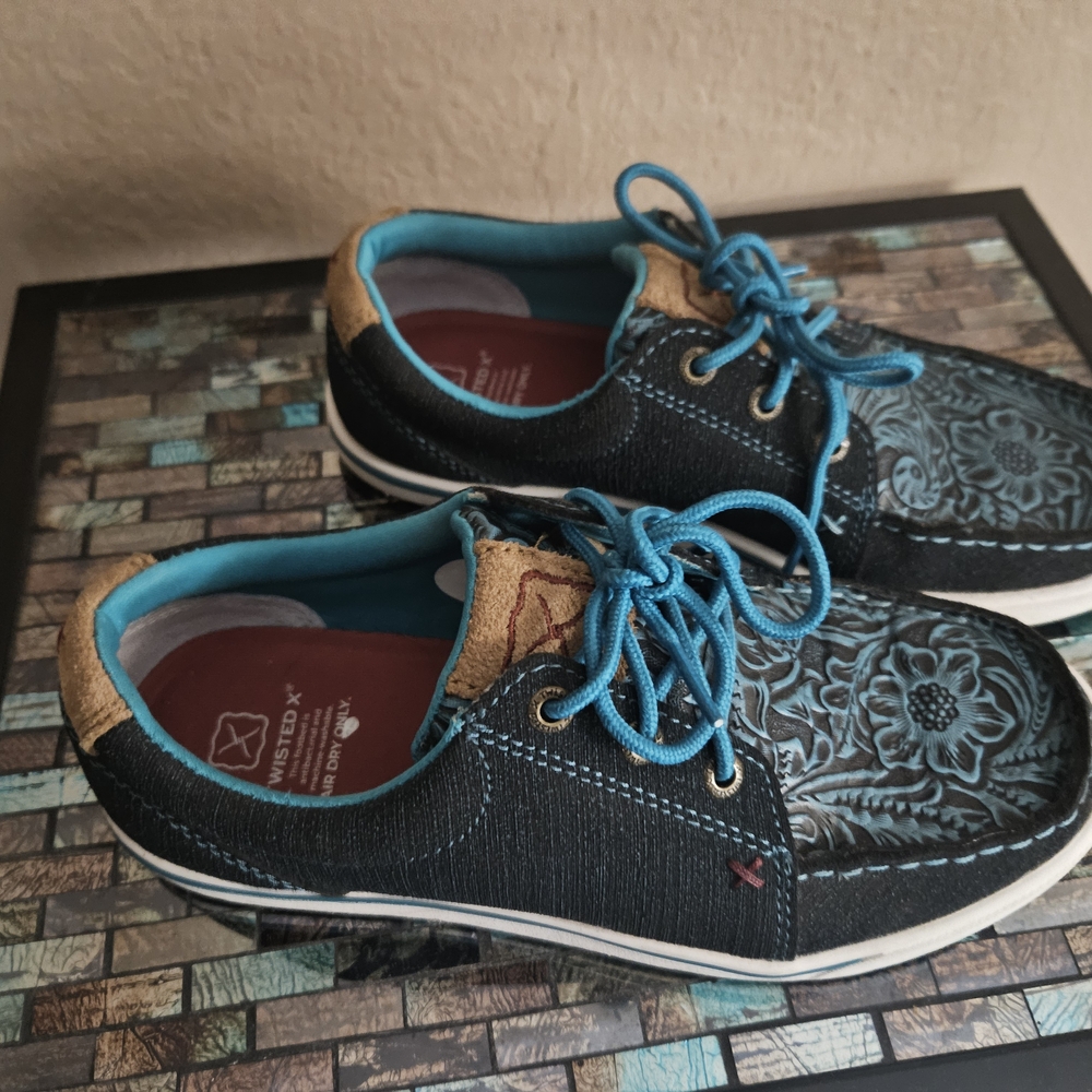 Twisted X Black and Blue Floral Loafers